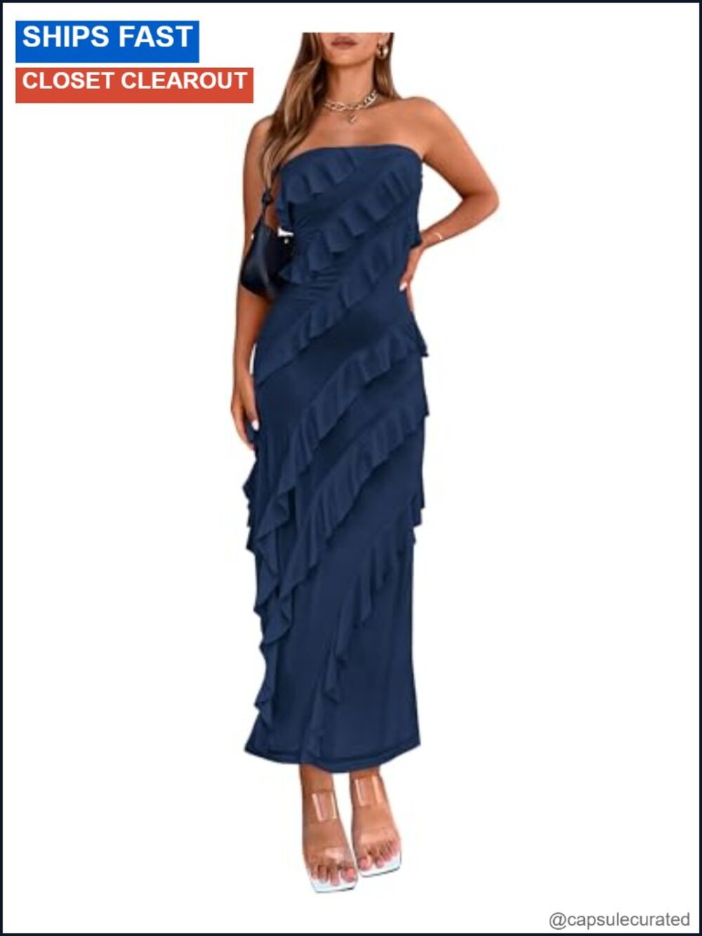 Bodycon Maxi Dress Sleeveless Off Shoulder Ruffle Mesh Formal